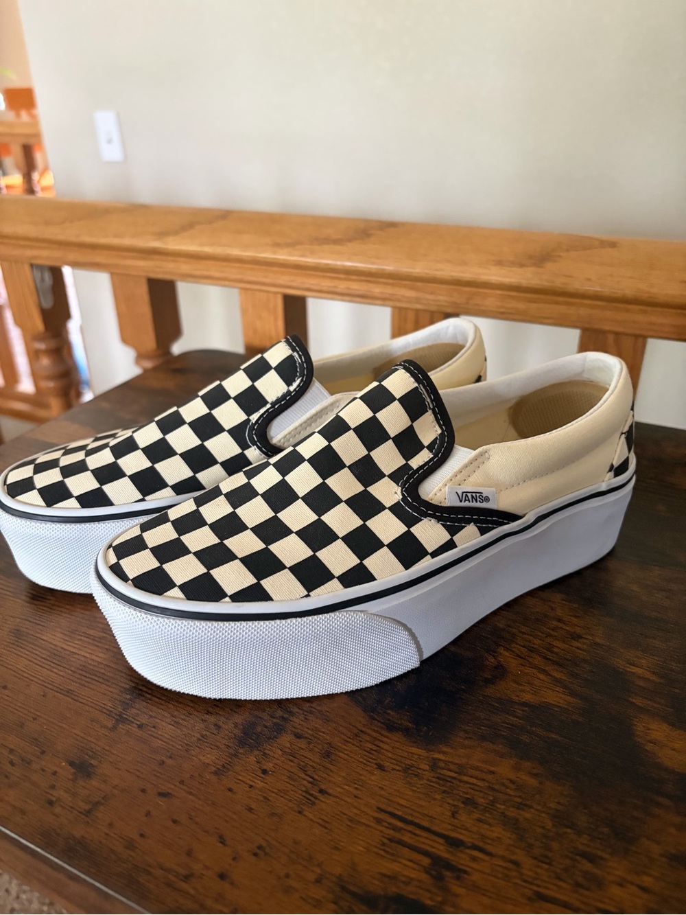 Vans Checkerboard Slip-On Platform Sneakers - Black & White